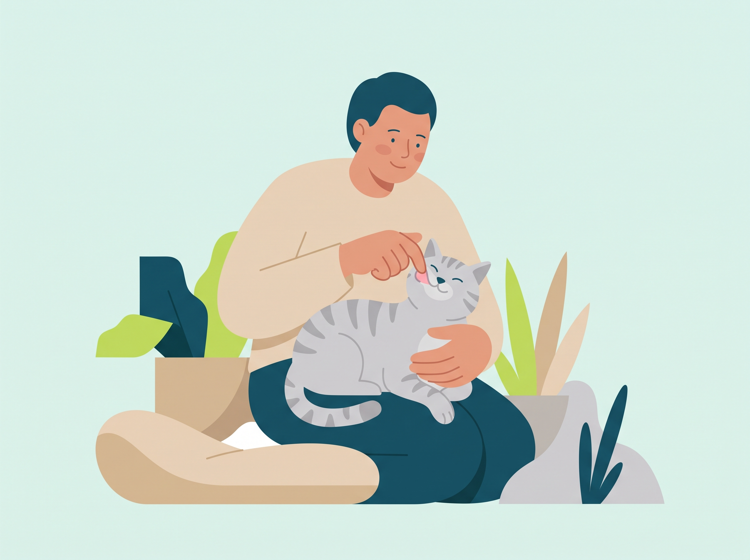 Person hebt die Lefze einer ruhigen Katze an, um die Farbe der Schleimhäute zu prüfen